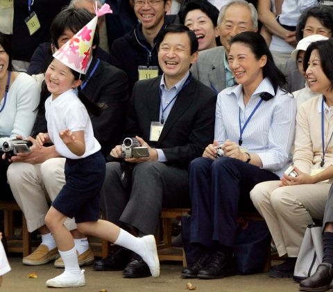 Princess Aiko dances in front of her parents during a school sports event in 2007.