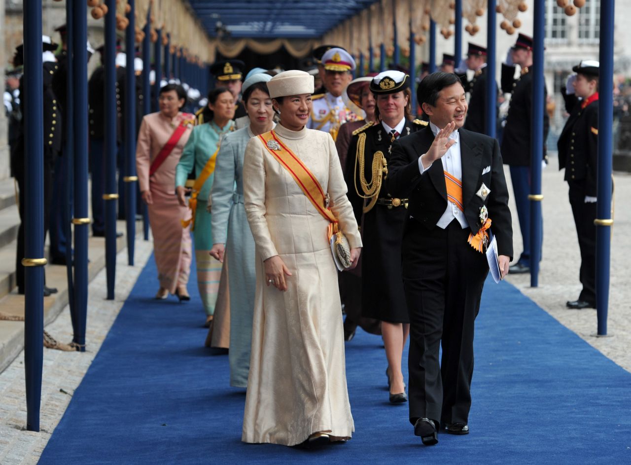 Naruhito and Masako attend King Willem's inauguration ceremony in Amsterdam, Netherlands, in 2013.