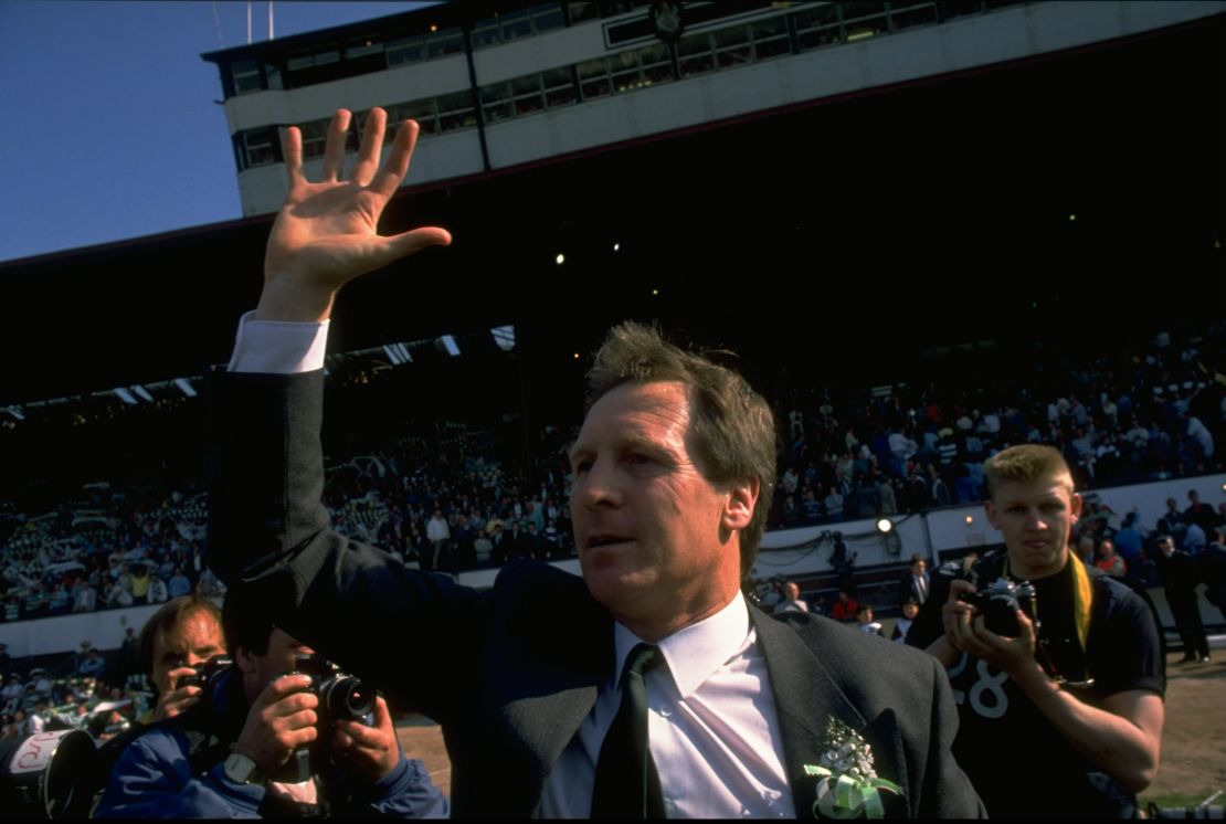 Billy McNeill after securing the league and cup double in Celtic's 1988 centenary season.