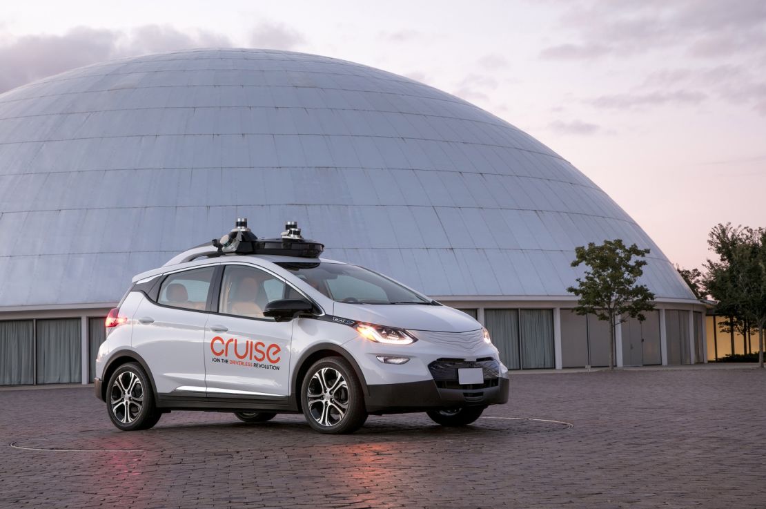 A self-driving car from GM's Cruise has LIDAR sensors on its roof.