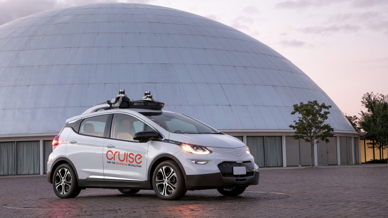 A self-driving car from GM's Cruise has LIDAR sensors on its roof.