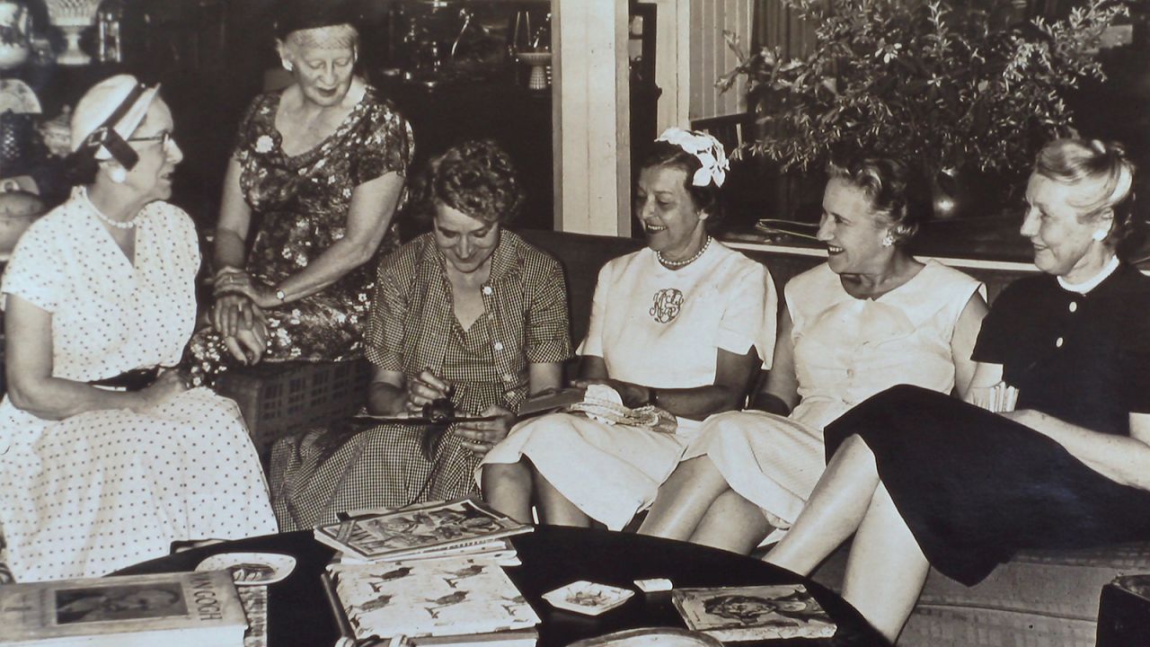 L-R: Dorothy Ripley Roebling, Lucy Barrow McIntire, Anna Colquitt Hunter, Katherine Judkins Clark, Elinor Grunsfeld Adler and Jane Adair Wright. Together with Nola Roos (not pictured), the women -- who became known as the "Magnificent Seven" -- founded the Historic Savannah Foundation in 1955. 