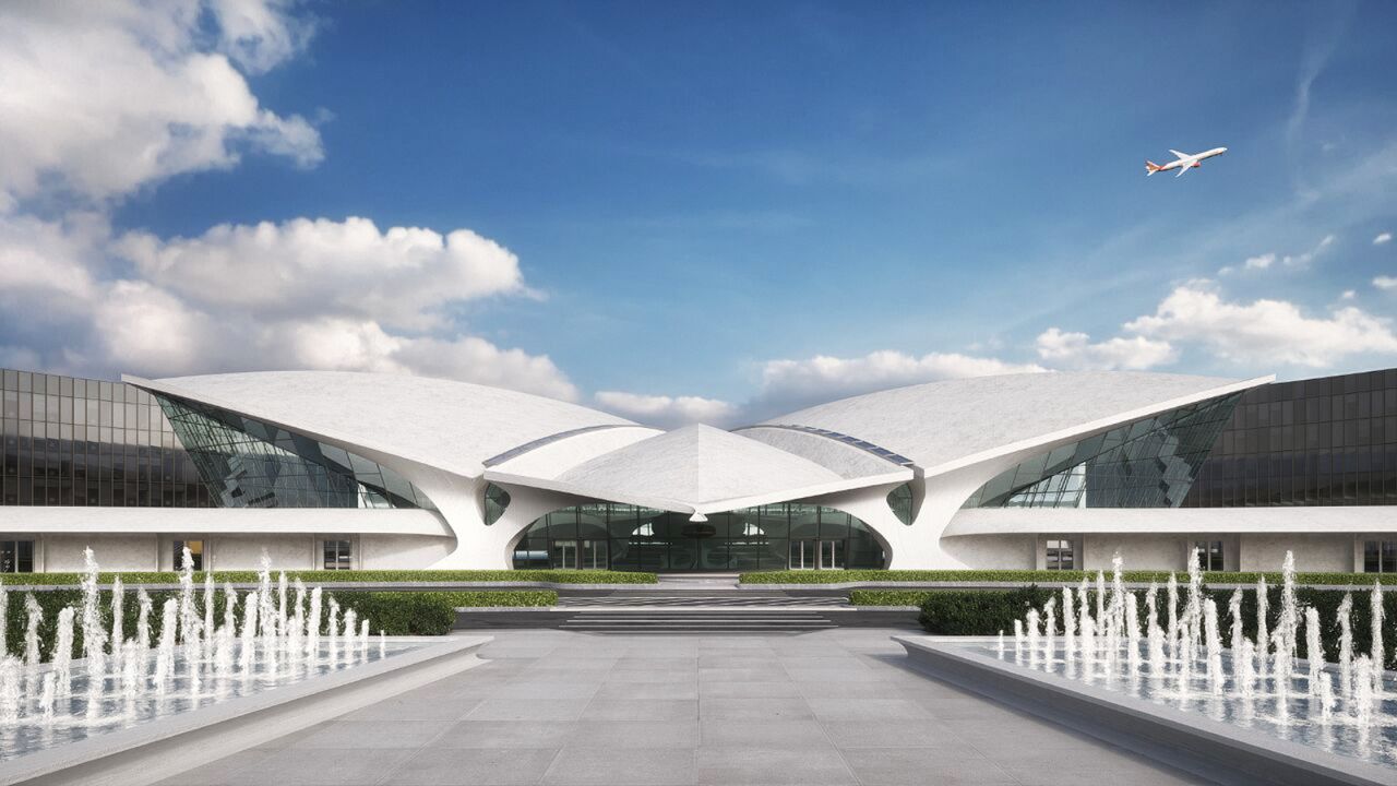 A computer-generated image of the new TWA Hotel, due to open on May 15.