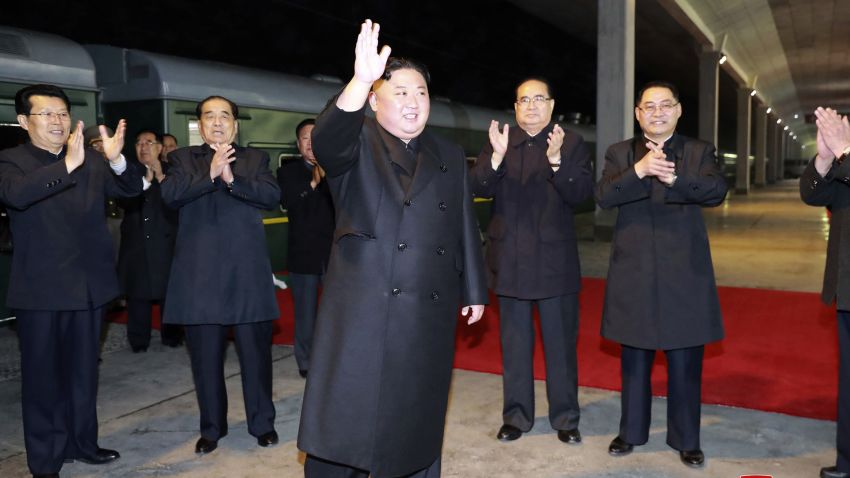 In this photo provided by the North Korean government, North Korean leader Kim Jong Un waves at an undisclosed train station in North Korea Wednesday, April 24, 2019, before leaving for Russia. Independent journalists were not given access to cover the event depicted in this image distributed by the North Korean government. The content of this image is as provided and cannot be independently verified. Korean language watermark on image as provided by source reads: "KCNA" which is the abbreviation for Korean Central News Agency. (Korean Central News Agency/Korea News Service via AP)