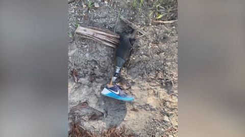 Skydiver reunited with prosthetic