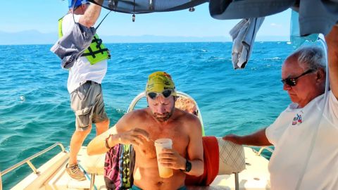 Hobbs swam an average of 7 miles a day, and focused on his next meal or chocolate bar to push through the pain.