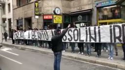 lazio fans mussolini banner