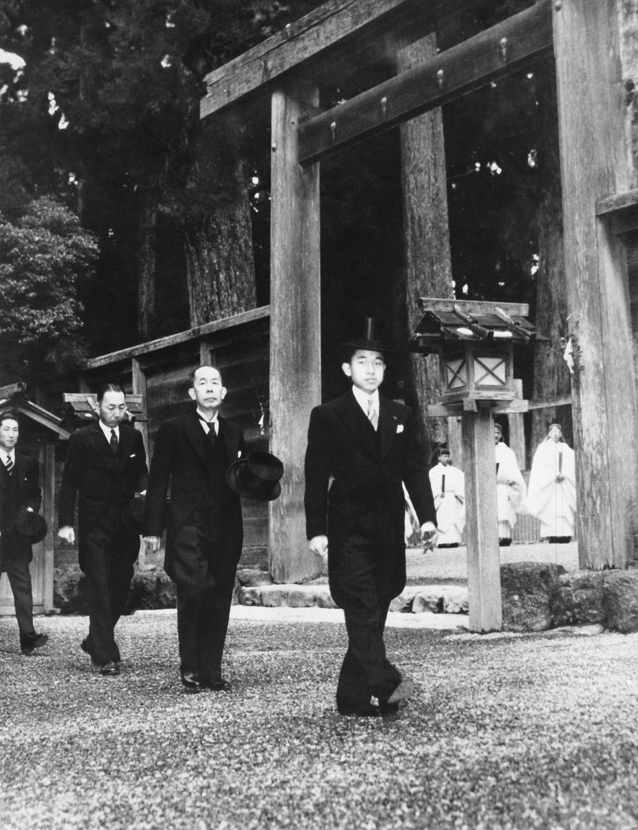 Akihito photographed wearing a top hat and a suit on his wedding day at the Meiji Shrine in Tokyo, on April 10, 1959. The ceremony made Michiko Shoda, a commoner, the future empress of Japan, breaking with over 2,000 years of tradition.
