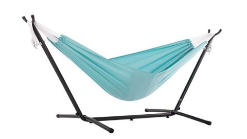 <strong>Vivere C9Polly-13 Hammock ($123.58; </strong><a href="https://www.amazon.com/Vivere-Double-Hammock-Space-Saving/dp/B0741XY7N4/ref=as_li_ss_tl?ie=UTF8&linkCode=ll1&tag=021850fivestar-20&linkId=010c31f20e9ecdfadf05a13788429586&language=en_US" target="_blank" target="_blank"><strong>amazon.com</strong></a><strong>)</strong><br />