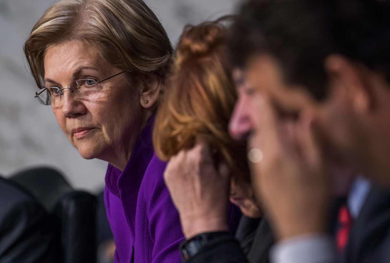 Warren attends a confirmation hearing for Jerome Powell, who was nominated to be chairman of the Federal Reserve, in November 2017. It was a day after President <a href="https://www.cnn.com/2017/11/27/politics/trump-pocahontas-navajo-code-talkers/index.html" target="_blank">Donald Trump referenced Warren as "Pocahontas"</a> during an event honoring Navajo code talkers. Conservatives have long criticized Warren for claiming that she is part Native American, and the senator's heritage became an issue during her Senate campaigns. Trump seized on the attacks and has regularly mocked Warren by calling her "Pocahontas." In October 2018, <a href="https://www.cnn.com/2018/10/15/politics/elizabeth-warren-dna-test-native-american/index.html" target="_blank">Warren released results of a DNA test</a> showing she has distant Native American ancestry. The DNA results claimed "strong evidence" of Native American ancestry "6-10 generations ago." <a href="https://www.cnn.com/2019/02/04/politics/elizabeth-warren-cherokees-apology/index.html" target="_blank">But it only served to intensify the criticism</a> given her distant ties.