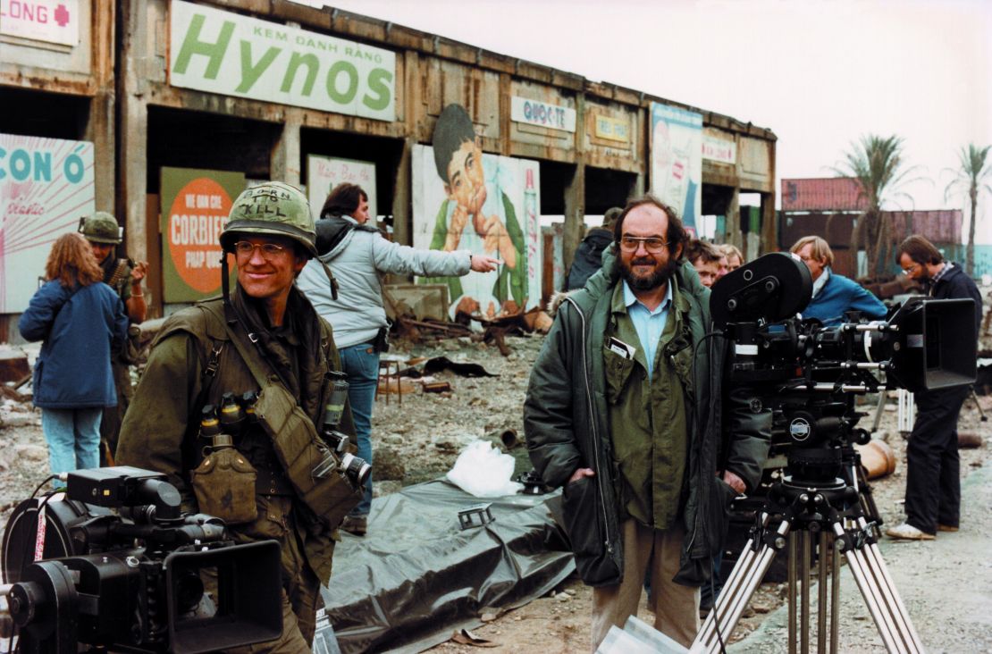 Matthew Modine and Stanley Kubrick on the set of "Full Metal Jacket."