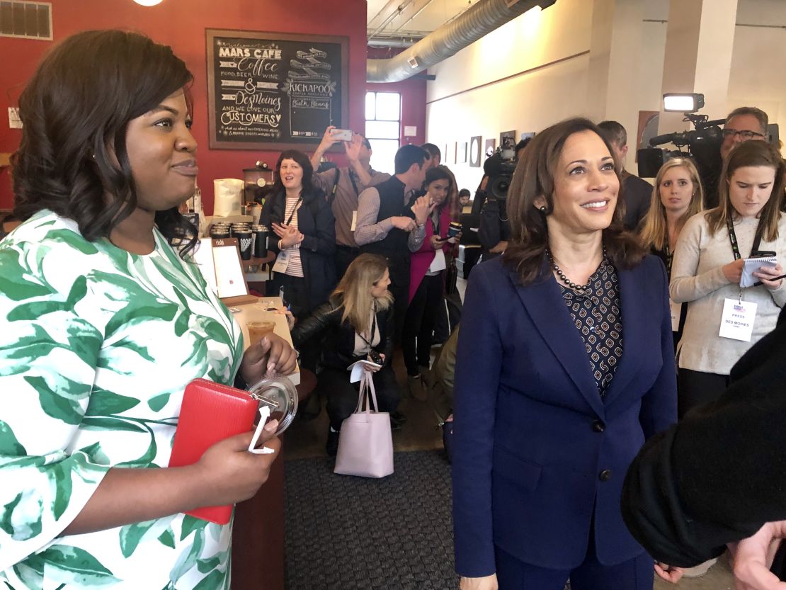 Kamala Harris picked Deidre DeJear, left, to lead her campaign in the critical early caucus state of Iowa.