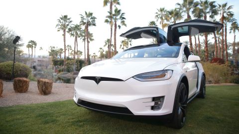 A Tesla Model X is displayed in Indian Wells, California.