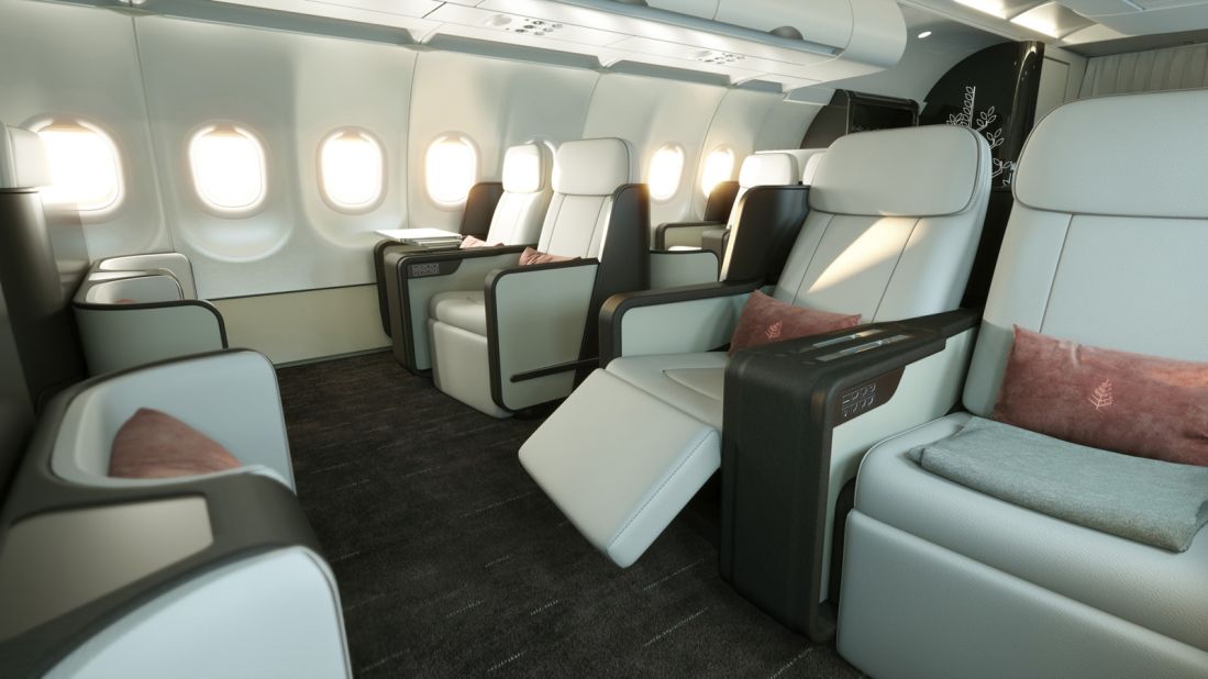 <strong>Personalized journey</strong>: The aircraft has room for 48 passengers, with an interior specifically designed to allow guests to socialize easily while in their seats. 