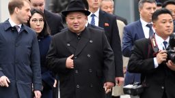 North Korean leader Kim Jong Un upon arrival at the railway station in the far-eastern Russian port of Vladivostok on April 24, 2019.