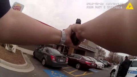 A screen grab from police body camera video at the shooting scene.