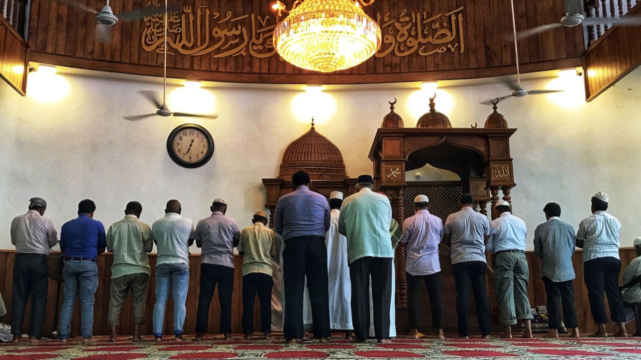 Worshipers pray at the Dewatagaha Mosque in Colombo, Sri Lanka, on April 24, 2019. 
