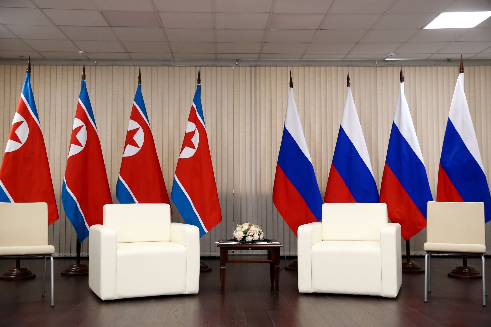 Preparations for a Russia - North Korea summit at the Far Eastern Federal University (FEFU) on Russky Island on Thursday. 