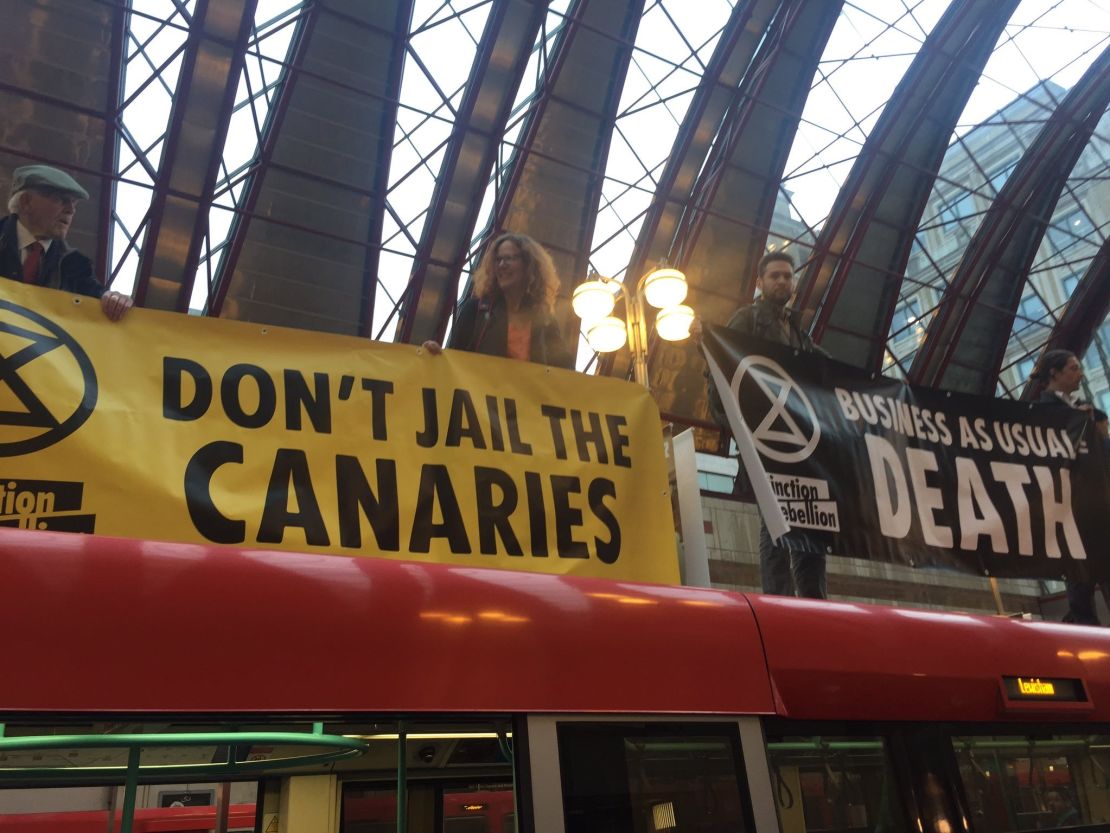 The action at Canary Wharf is the second time protesters have targeted the station.