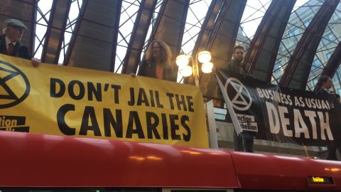 The action at Canary Wharf is the second time protesters have targeted the station.