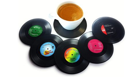 <strong>Vinyl Record Disc Coasters ($4.10; </strong><a href="https://amzn.to/2DAlU7B" target="_blank" target="_blank"><strong>amazon.com</strong></a><strong>)</strong>