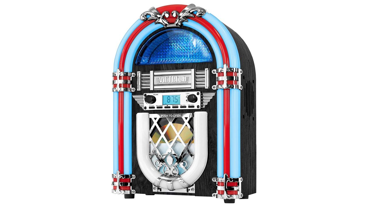 <strong>Victrola Retro Desktop Jukebox with CD Player, FM Radio, Bluetooth, and Color Changing LED Lights ($65.99; </strong><a href="https://amzn.to/2DyxGzo" target="_blank" target="_blank"><strong>amazon.com</strong></a><strong>)</strong>