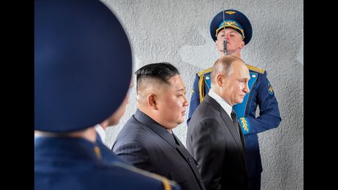 North Korean leader Kim Jong Un and Russian President Vladimir Putin pass by guards during their meeting in Vladivostok, Russia, on Thursday, April 25. It was <a href="https://www.cnn.com/asia/live-news/kim-jong-un-vladimir-putin-summit-intl/index.html" target="_blank">their first-ever meeting,</a> and it comes two months after talks between Kim and US President Donald Trump <a href="https://www.cnn.com/2019/02/27/politics/donald-trump-kim-jong-un-vietnam-summit/index.html" target="_blank">ended abruptly</a> without an agreement.