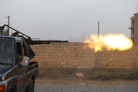 Libyan government forces fire on troops affiliated with renegade general Khalifa Haftar on Saturday, April 20. Eight years after the fall of strongman leader Moammar Gadhafi, <a href="https://www.cnn.com/2019/04/24/africa/gallery/battle-in-tripoli-libya/index.html" target="_blank">Libya is mired in violence</a> and split into rival administrations.