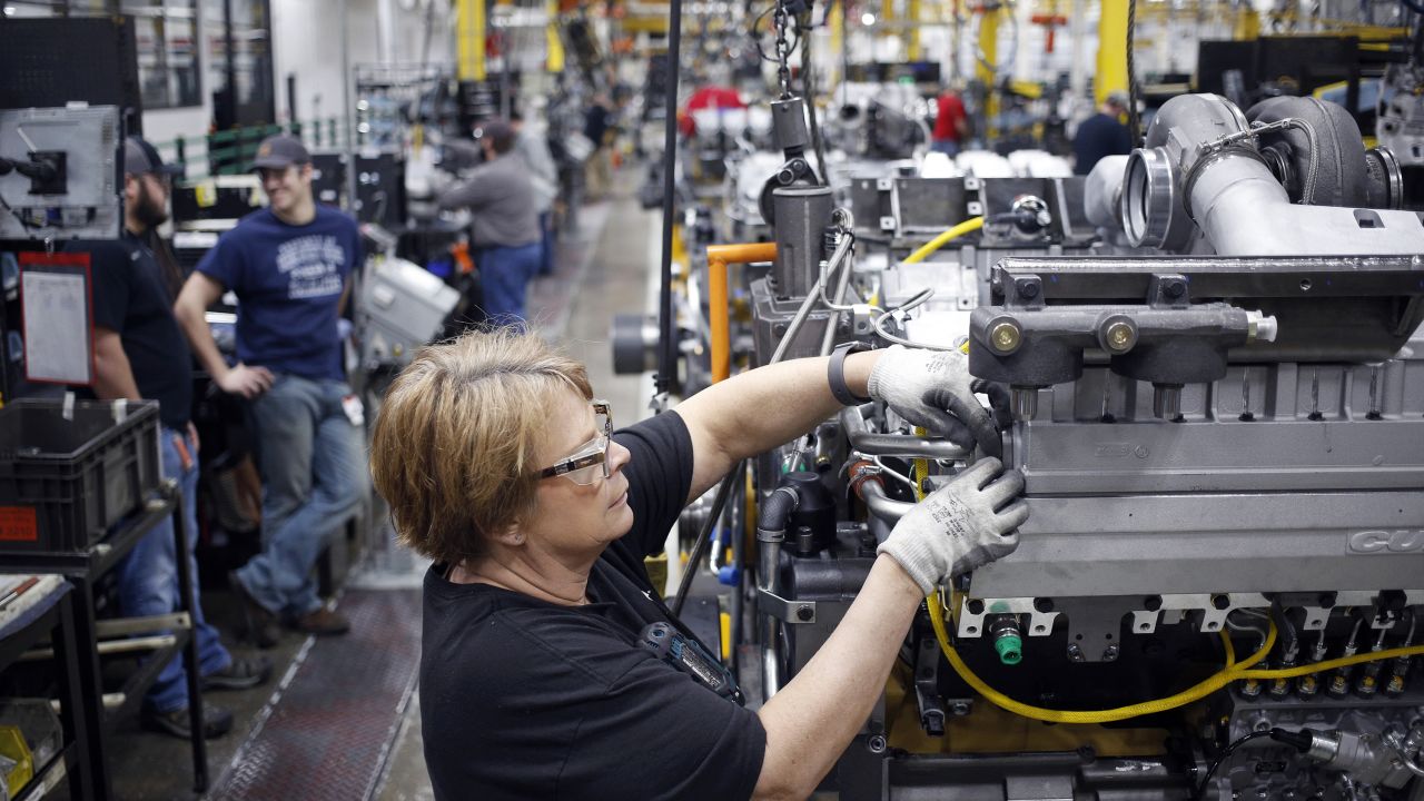 A worker assembles components on a diesel engine at the Cummins Inc. Seymour Engine Plant in Seymour, Indiana, U.S., on Tuesday, Jan. 29, 2019. Cummins Inc. is scheduled to release earnings figures on February 6. Photographer: Luke Sharrett/Bloomberg via Getty Images