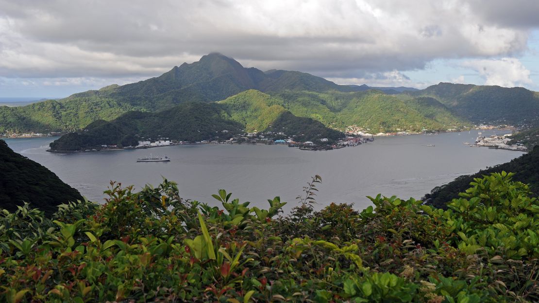 Matafao Peak dominates the skyline above Pago Pago Harbour.