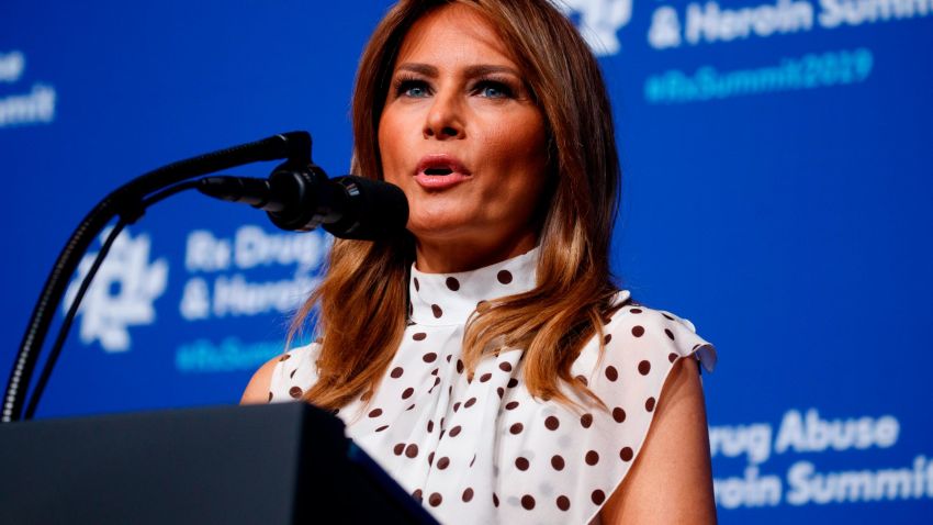 First lady Melania Trump speaks to the "Rx Drug Abuse and Heroin Summit," Wednesday, April 24, 2019, in Atlanta.