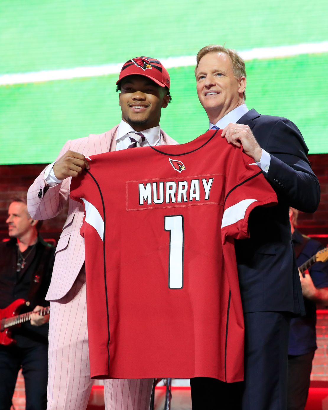 Murray poses with NFL Commissioner Roger Goodell after he was picked by the Cardinals.