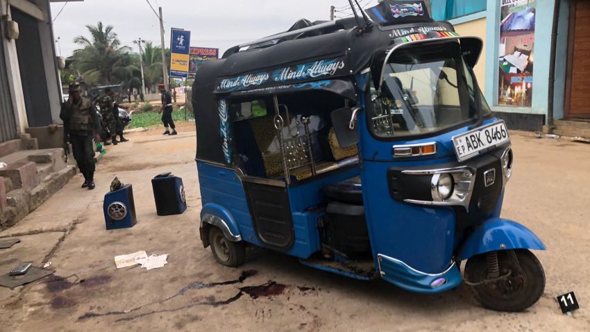 Rickshaw where woman died in Sri Lanka raid Friday night.