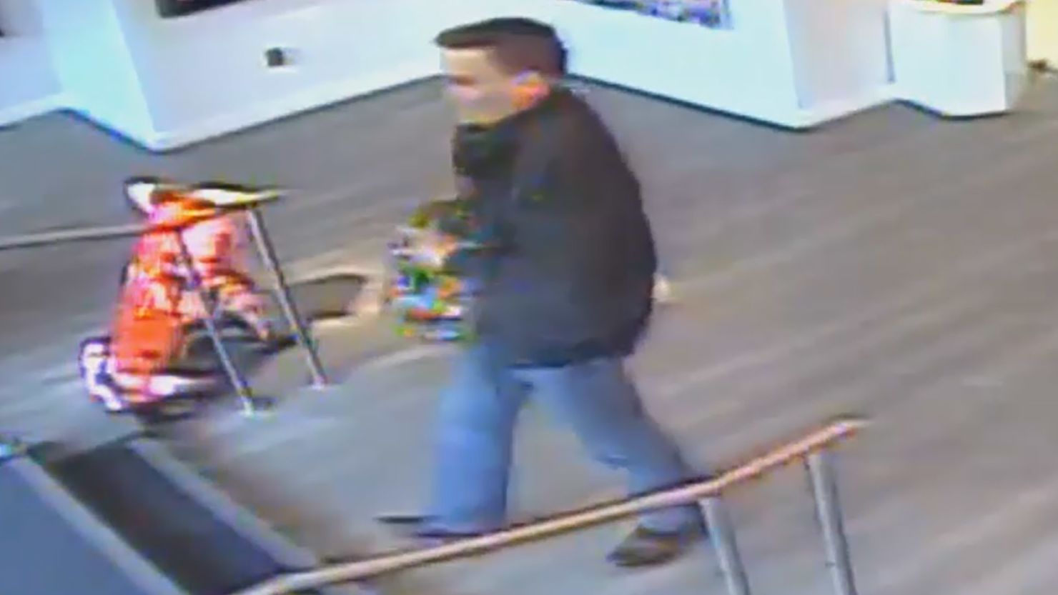 Surveillance cameras caught a man walking out of a New York City art gallery with a $16,000 sculpture.  