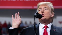 US President Donald Trump gestures as he speaks during a Make America Great Again rally in Green Bay, Wisconsin, April 27, 2019. (Photo by SAUL LOEB / AFP)        (Photo credit should read SAUL LOEB/AFP/Getty Images)
