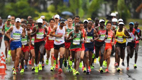 Athletes compete in the marathon at the 2016 Rio Olympics.