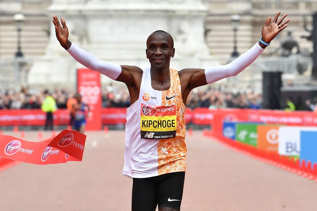 Kenya's Eliud Kipchoge wins his fourth  London Marathon in a course record time. 