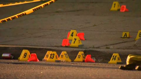 Police say two sets of bullet casings were found at a shooting scene in Baltimore.