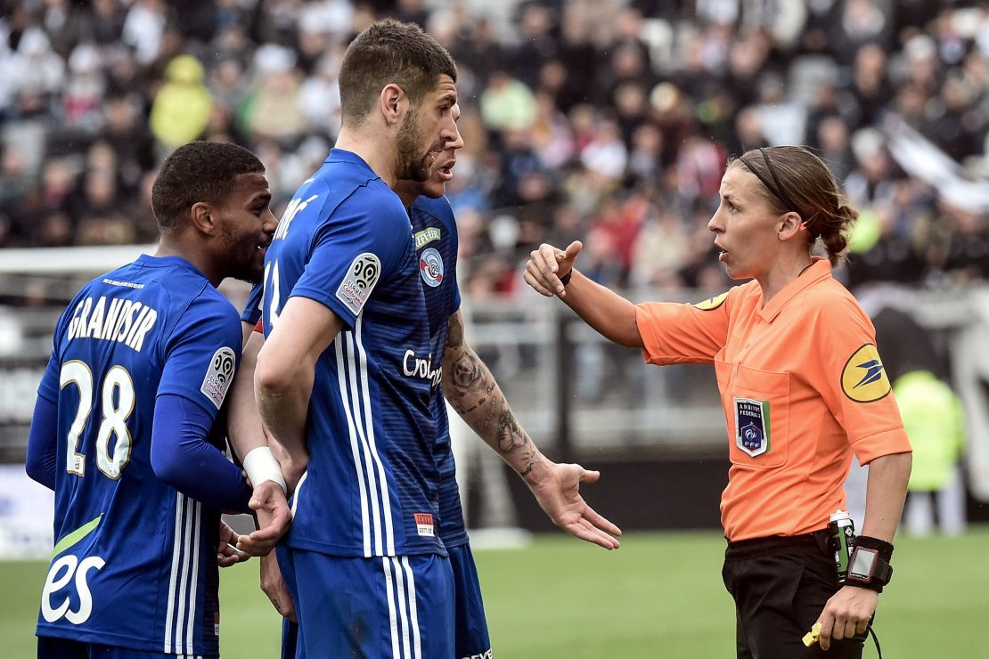 Frappart is the first woman to referee a Ligue 1 match. 