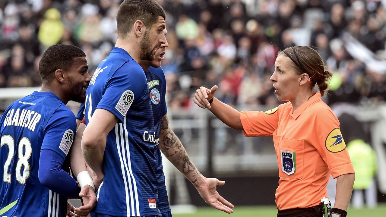 Frappart is the first woman to referee a Ligue 1 match.