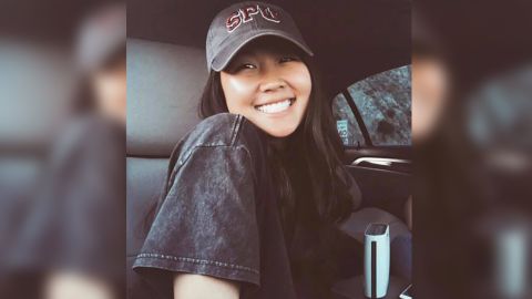 Sarah Wong was in a car when the crane fell.