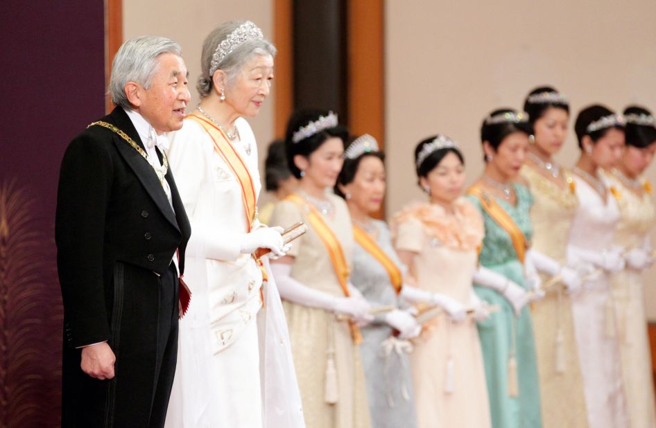 Akihito and Michiko attend a New Year's ceremony in Tokyo in 2011.