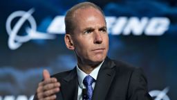 FILE: Dennis Muilenburg, chief executive officer of the Boeing Co., gestures during a discussion at the U.S. Chamber of Commerce aviation summit in Washington, D.C., U.S., on Thursday, March 2, 2017. Boeing Co. Chief Executive Officer Dennis Muilenburg apologized Thursday for the 346 lives lost in crashes of Boeing 737 MAX 8 aircraft in Indonesia and Ethiopia, according to a letter made public on the company's website. Photographer: Andrew Harrer/Bloomberg via Getty Images