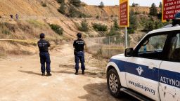 Cyprus forensic police cordon off a suspected dump site in Red Lake in Mitsero village, southwest of the capital Nicosia on April 26, 2019. - Cypriot authorities were combing lakes for the remains of three women and a girl dumped by a suspected serial killer, in a "Good Friday" hunt for bodies that has shocked the island. (Photo by Iakovos Hatzistavrou / AFP)        (Photo credit should read IAKOVOS HATZISTAVROU/AFP/Getty Images)