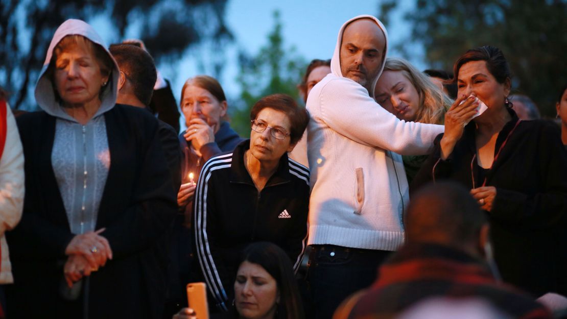 Community members and congregants attend a candlelight vigil for the victim of the Chabad of Poway Synagogue shooting on April 28, 2019 in Poway, California.