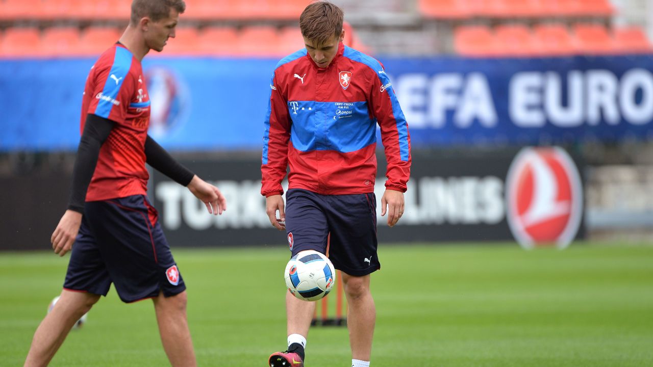 Czech Republic midfielder Sural (C) pictured training for his national team. 