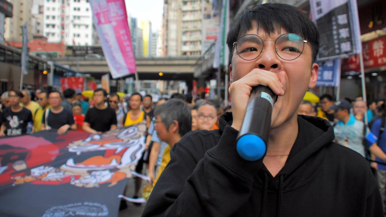 Protesters take part in a protest against the proposed extradition law on April 28, 2019 in Hong Kong. 