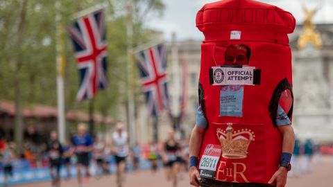 Matthew Collins -- the fastest man to run the marathon ... dressed as a post box