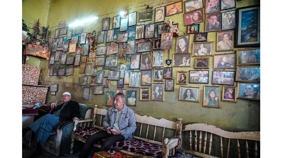 Inside a traditional tea house in Baghdad.