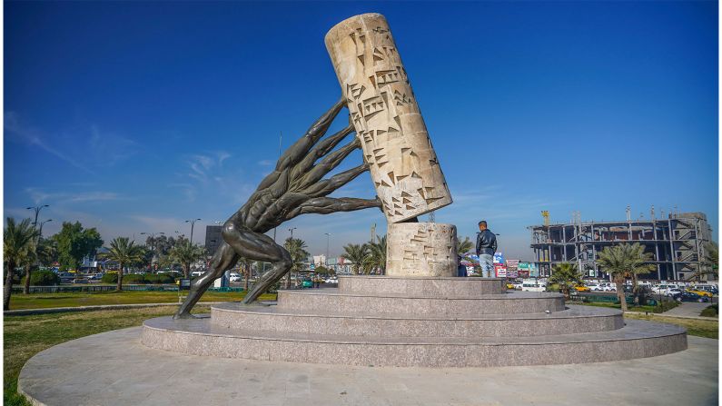 <strong>Iconic monument: </strong>Lindgren took this photograph of the Save Iraqi culture monument in Central Baghdad.
